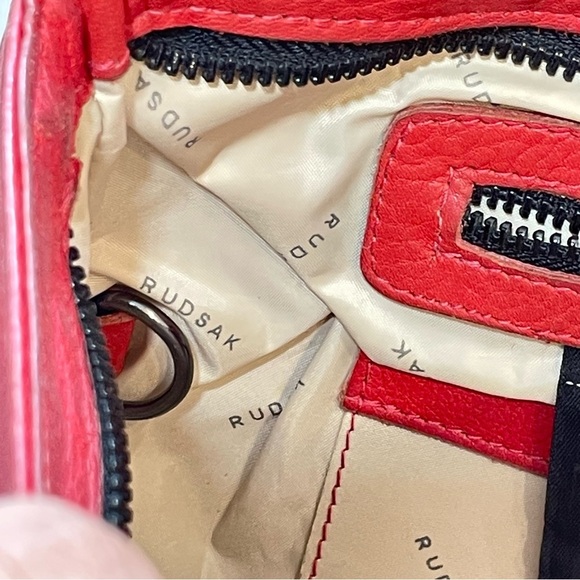 RUDSAK PEBBLED RED LEATHER CROSSBODY BAG HANDBAG MINI BAG - Picture 9 of 16